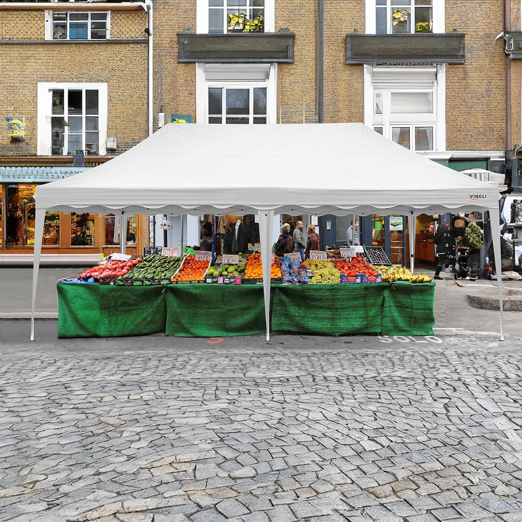 VINGLI 10x20 Pop Up Canopy Tent with Sidewalls, Commercial Outdoor Canopy Tent Pop Up Gazebo Party Tent Wedding Tents with Sandbags & Rolling Bag