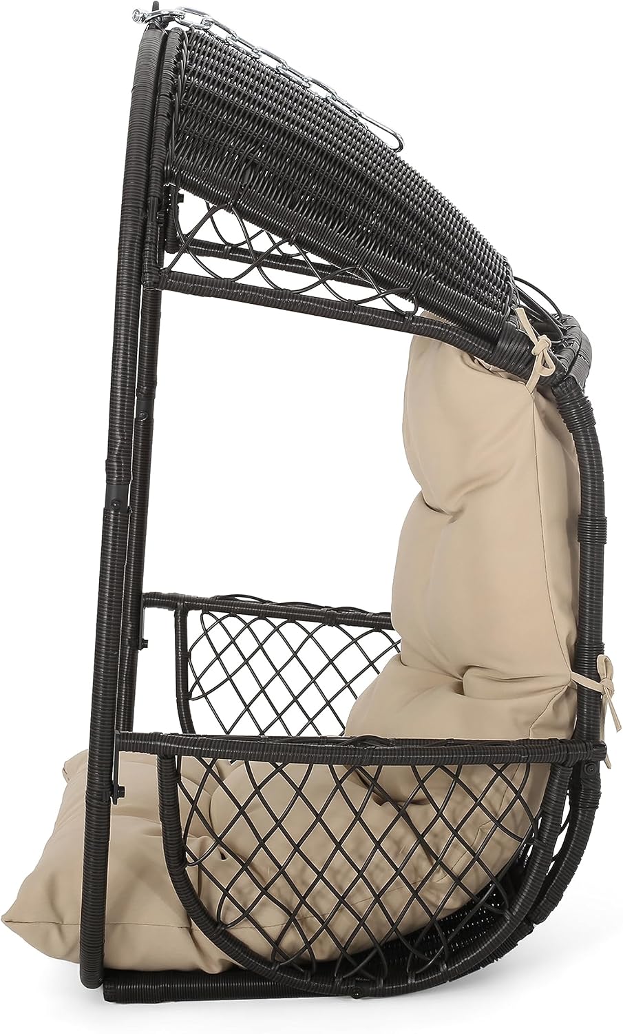 Christopher Knight Home Amanda Wicker Hanging Chair with Stand, Brown, Tan
