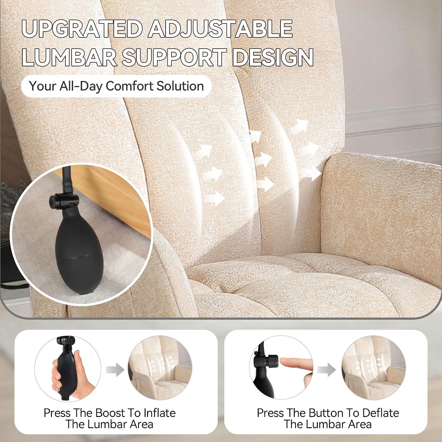 Rocking Chair with Airbag, Comfy Modern Reading & Nursing Nursery Rocking Chair Indoor, Cozy Upholstered Glider Rocker Chairs for Living Room Bedroom Offices, (Chenille, Beige)