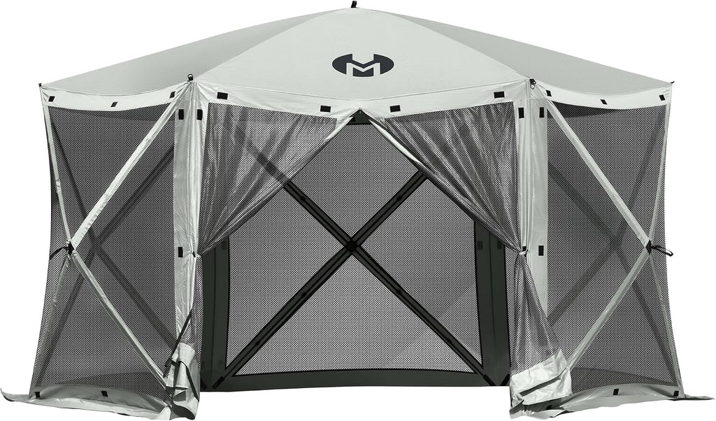 Exacme Portable Gazebo Pop up Tent for Camping, Outdoor Four Sides Pop-up Clam Screen Tent with Canopy Shelter, 1024 (6PC, Silver Grey)