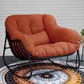 Papasan Rocking Chair Indoor & Outdoor, All Weather Wicker Papasan Patio Chair with Cushion & Pillow, Oversized Papasan Rocker Egg Chair for Bedroom, Garden, Patio - Red.