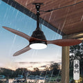 42 Inch Waterproof Outdoor Ceiling Fans with Lights Gazebo Fan for Outside DC Motor 6-Speed Reversible Timer 3 Color Dimmable LED Light Plug-in Ceiling Fan Outdoor Hanging for Patios Porch (34-Walnut)