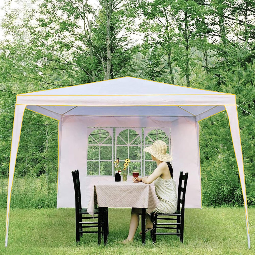 COBIZI 10x10 Pop up Canopy, Canopy Tent 10x10 Gazebos, Ez up for Parties Beach Camping Party Event Shelter Sun Shade with 4 Sidewalls & Carry Bag 4 Stakes & Ropes & Sandbags, White