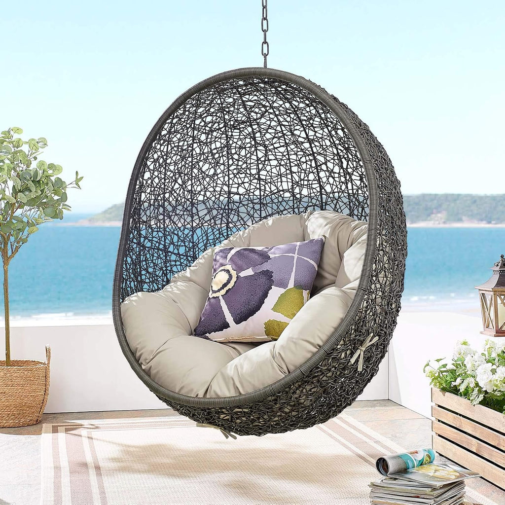 Modway Hide Outdoor Patio Swing Chair, Gray Beige
