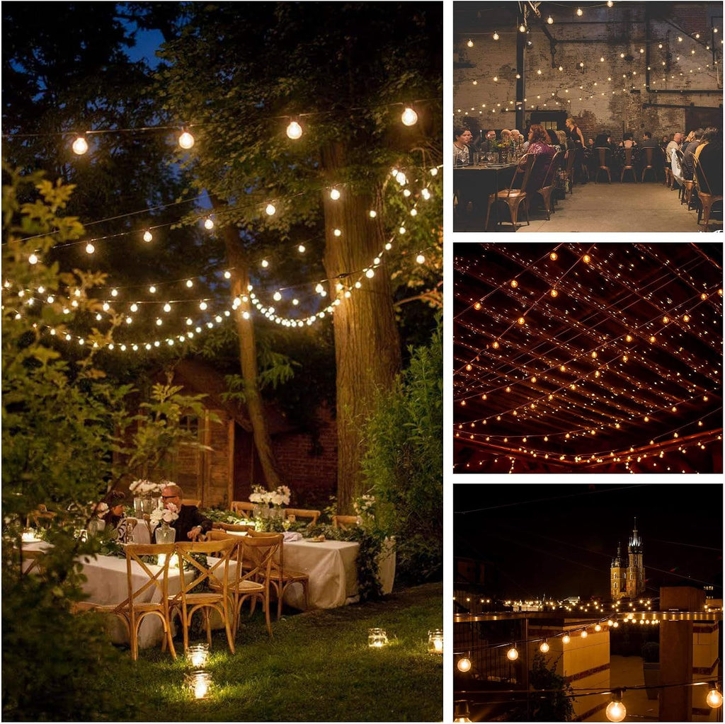 Hometown Evolution, Inc. 100 FT Outdoor LED String Lights - G40 Globe Bulbs (Black Wire) - Outdoor String Lights for Patio, Cafe, Deck, Party & Backyard