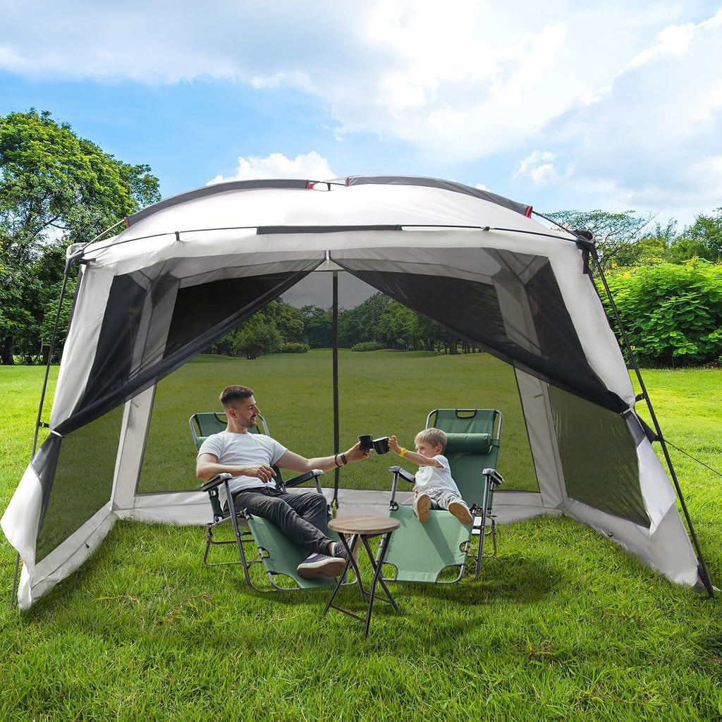 12' X 12' Screen Tent for Camping Canopy Easy Set Up Camper Screen House Room Porch Screened Gazebo 8-10 Person Screenhouse Bug Mesh Shade Tent UPF 50+ Screen Sun Shelter for Outdoor Patios