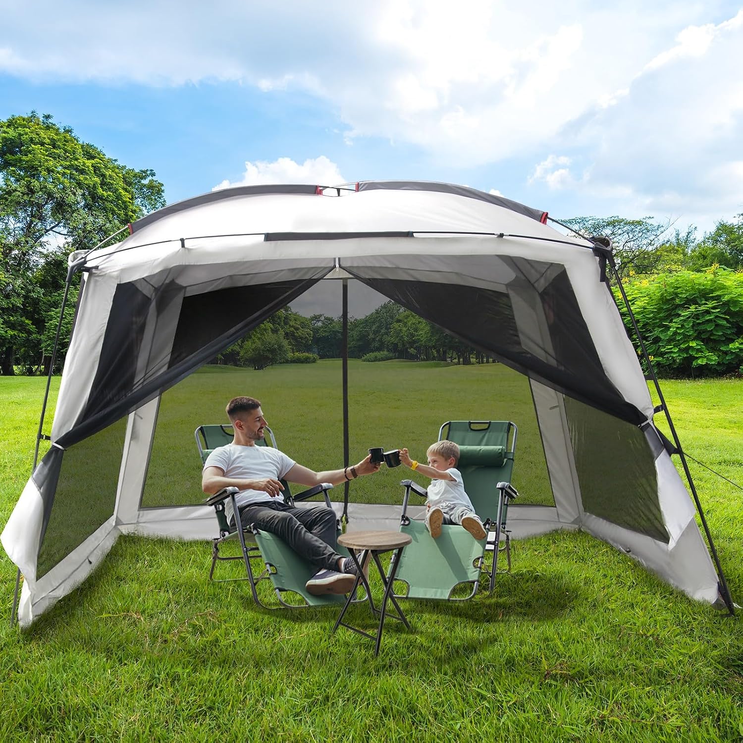12' X 12' Screen Tent for Camping Canopy Easy Set Up Camper Screen House Room Porch Screened Gazebo 8-10 Person Screenhouse Bug Mesh Shade Tent UPF 50+ Screen Sun Shelter for Outdoor Patios