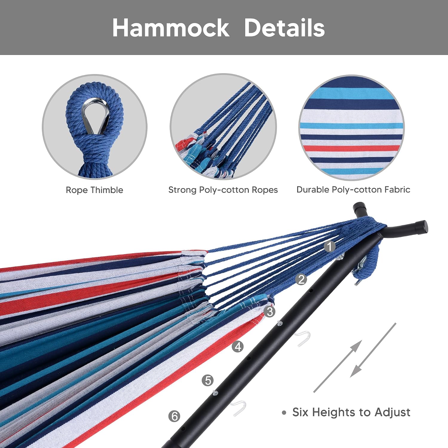 SUNCREAT 2-in-1 Convertible Portable Double Hammock with Stand Included, Outdoor Hammock and Stand, Patented, Sea Blue