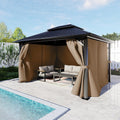 BPS 12' x 16' Gazebo Privacy Curtains with Double Zipper, 4-Panels Side Wall Universal Gazebo Side Panels Replacement for Patio, Outdoor Canopy, Garden and Backyard (Curtain Only)