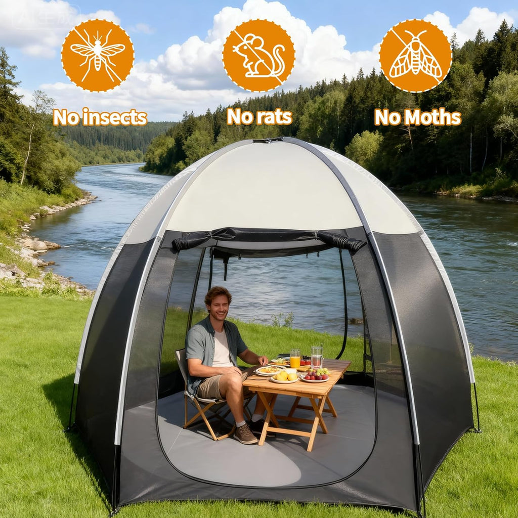 Screen House Tent Portable Canopy with Floor Mosquito Net Outdoor Room Perfect for Patio Backyard Gazebo Picnic Mesh.