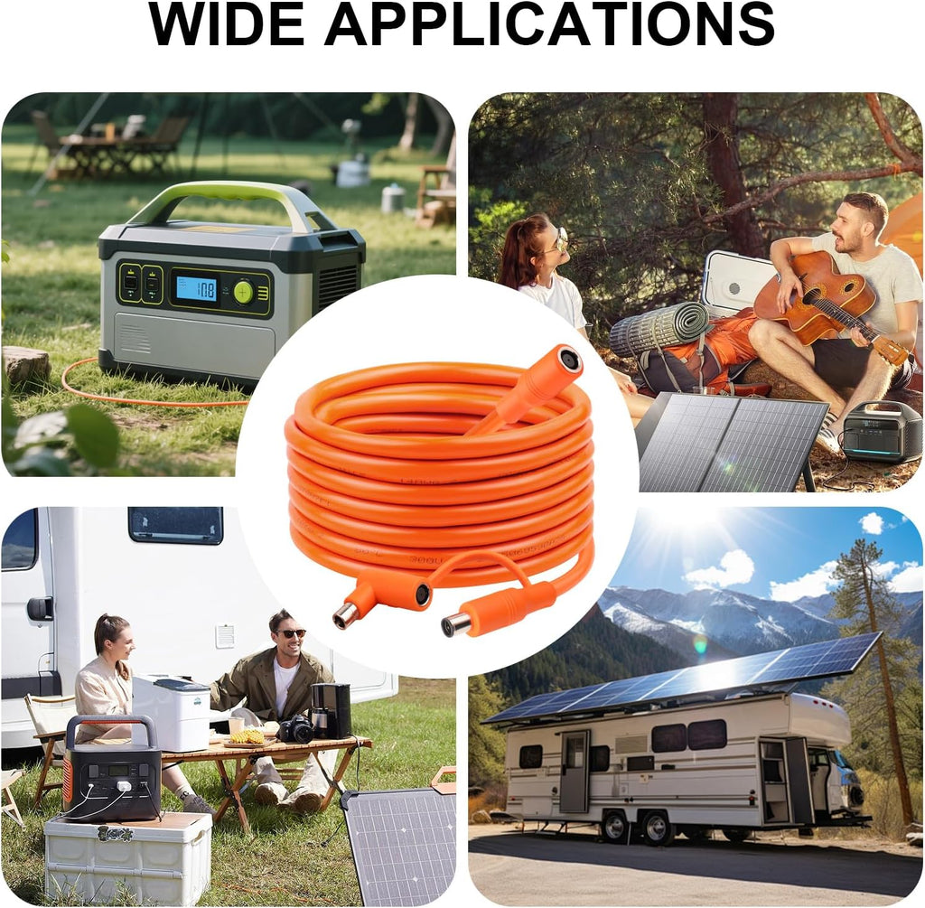 100FT 14AWG DC7909 Solar Panel Extension Cable Compatible with Jackery Solar Generator,Solar Charging Cord Female to Male with DC8020 Adapter Suit for Gz Yeti Anker Jackery Portable Power Station
