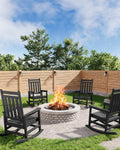 GarveeLife Poly Lumber Rocking Chair Outdoor Set of 4 - HDPE High Back Porch Rocker Chairs for Adults - All Weather Resistant Furniture for Patio - Black