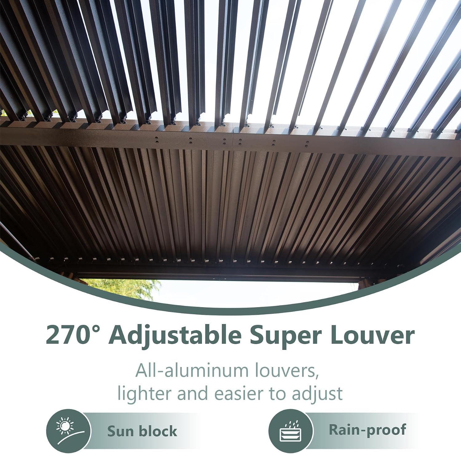 Domi 10'x10' Aluminum Louvered Pergola Outdoor Pergola with Adjustable Roof Sun Shade Gazebo with Gutter System for Backyard Garden Deck (Dark Brown)