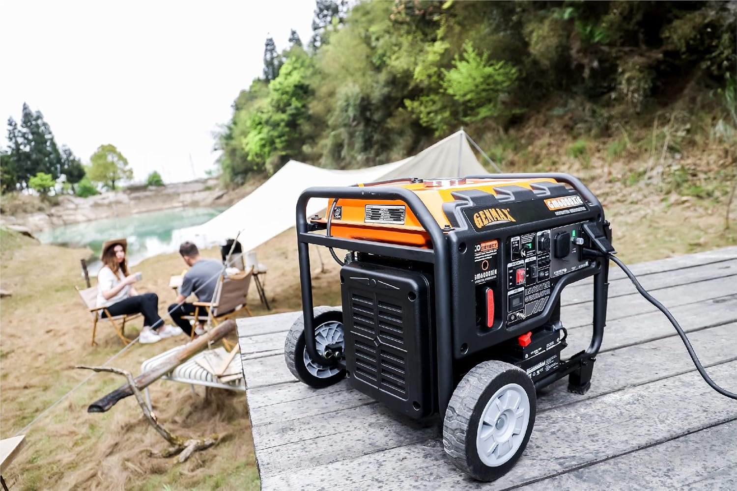 GENMAX Portable Inverter Generator, 6000W open frame Gas Powered High Speed Engine with Electric Start, Ultra Lightweight for Backup Home Use & Job Site，EPA Compliant (GM6000XiE)