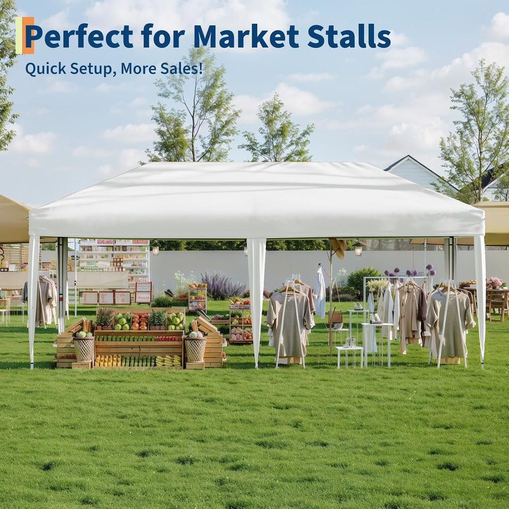 Garvee 20x10 Pop Up Canopy Tent, Heavy Duty Commercial Instant Shelter with One-Person Setup, UPF 50+ Waterproof, 100 Sq Ft Shade for Outdoor Events, Camping, Farmers Market