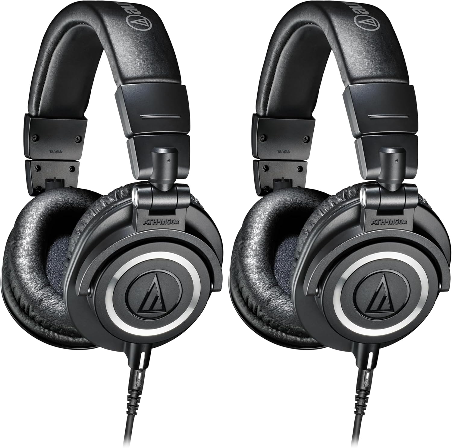 Audio-Technica ATH-M50X Professional Studio Monitor Headphones,Black,Professional Grade,Critically Acclaimed,with Detachable Cable,(Pack of 2)
