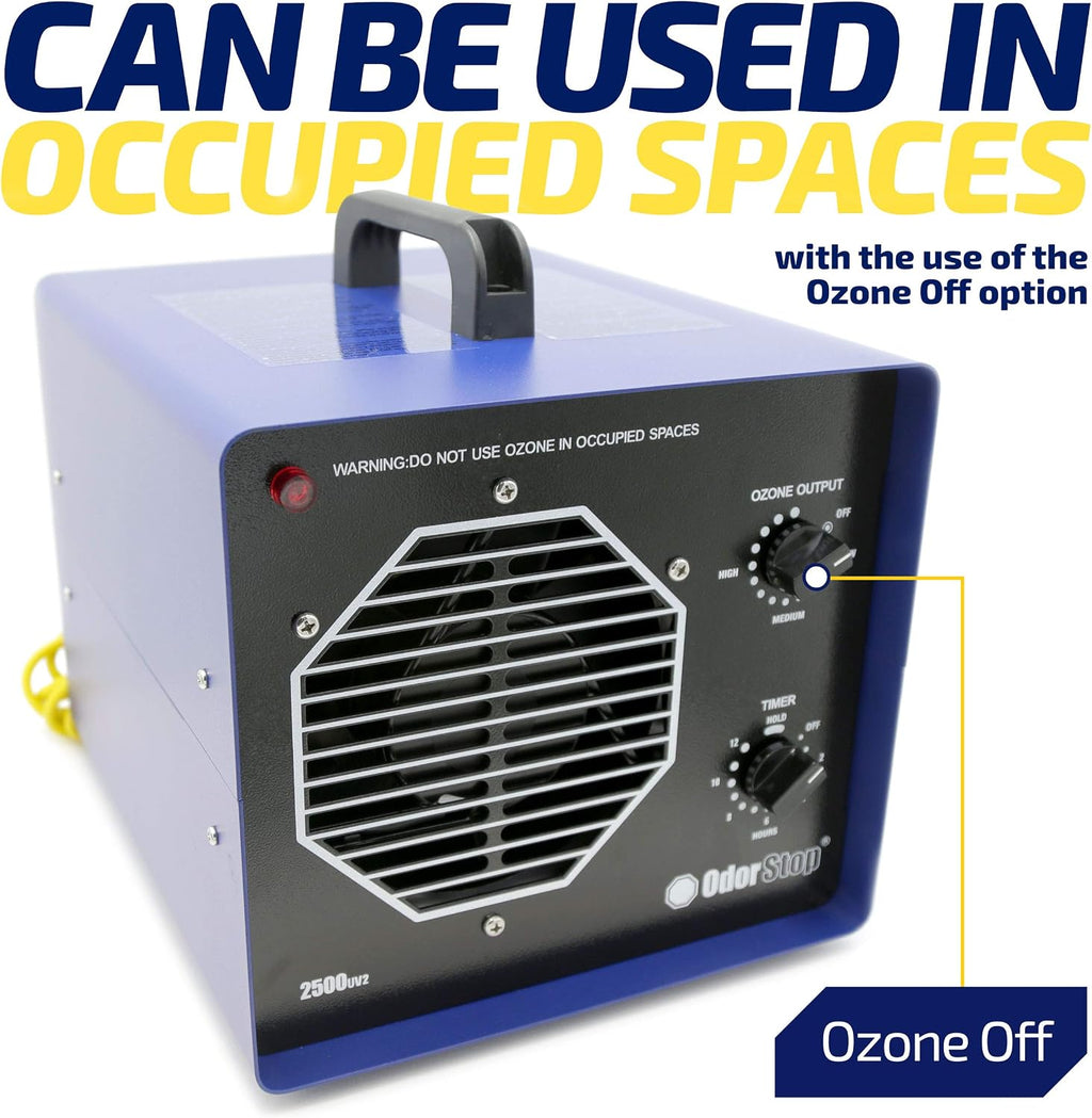 OdorStop OS2500UV2 Professional Grade Ozone Generator/UV Air Purifier for Areas of 2500 Square Feet+, For Deodorizing and Purifying Medium Occupied Spaces Such as Garages and Basements