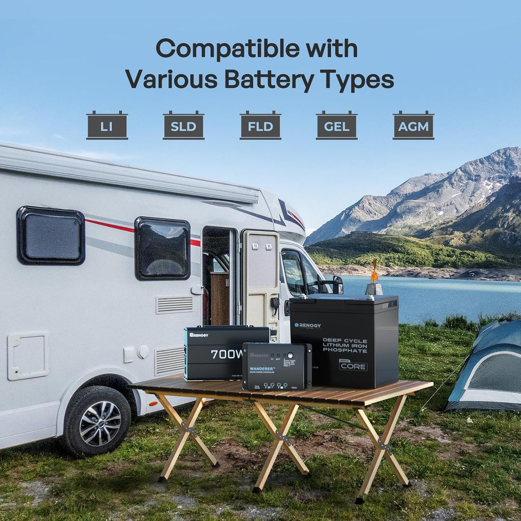 Renogy 200 Watt 12V Complete Solar Panel Starter Kit: 2pcs 100W Solar Panel + 30A Charge Controller + 100Ah Lithium Battery + 600W Premium Solar Inverter for RV Off Grid with Battery and Inverter