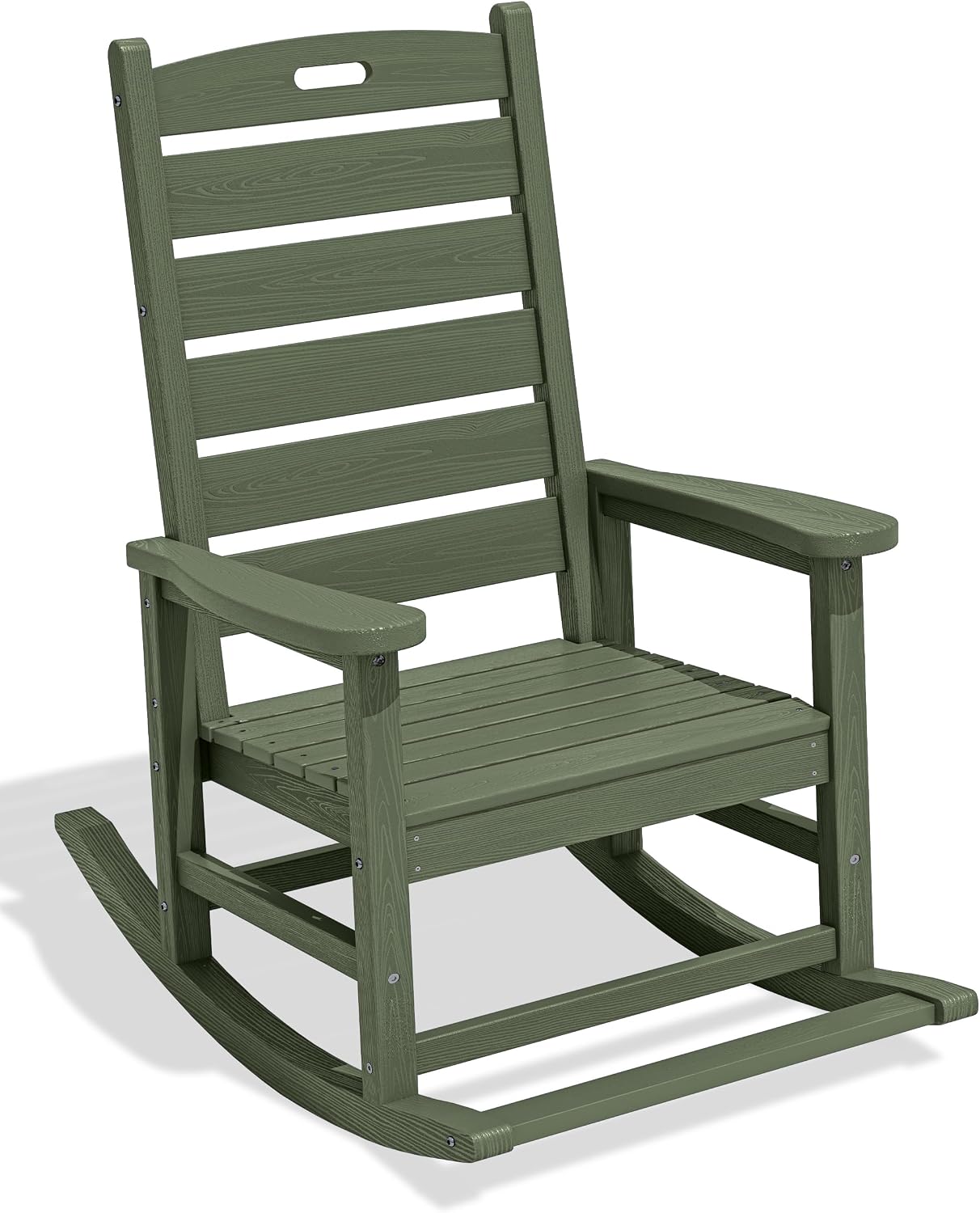 SERWALL Outdoor Rocking Chair, Oversized Rocking Chair with Footrest for Adults, HDPE All Weather Resistant Rocking Chairs for Patio, 350lbs Weight Capacity, Avocado Green