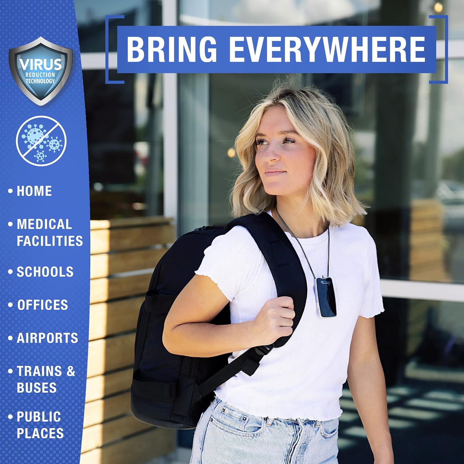 Personal Air Purifier Wearable Necklace - Portable Ionizer for Travel, Office & Pollution Protection – Silent, Filterless, USB Rechargeable Air Cleaner