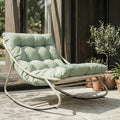 Grand patio Outdoor Rocking Chair, Metal Lounge Rocking Chair with Thick Cushion, Comfy Modern Rocker for Patio Porch Deck Backyard, Green