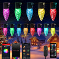 Brightown C9 LED Christmas Lights Outdoor, 150LED RGB Smart Christmas Tree Lights Music Sync DIY APP Controlled, Waterproof Connectable C9 String Lights for House Indoor Patio Xmas Decoration