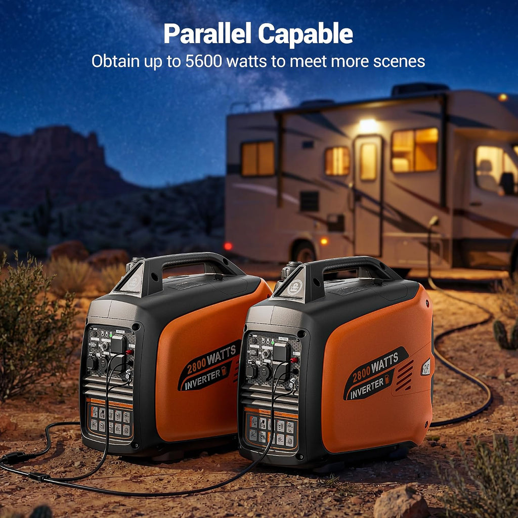 2800 Watt Portable Inverter Generator, Super Quiet Gas Powered, Pure Sine Wave, Lightweight 39.8 lbs, EPA Compliant, Parallel Capable, Low THD, RV Ready for Camping & Home Backup