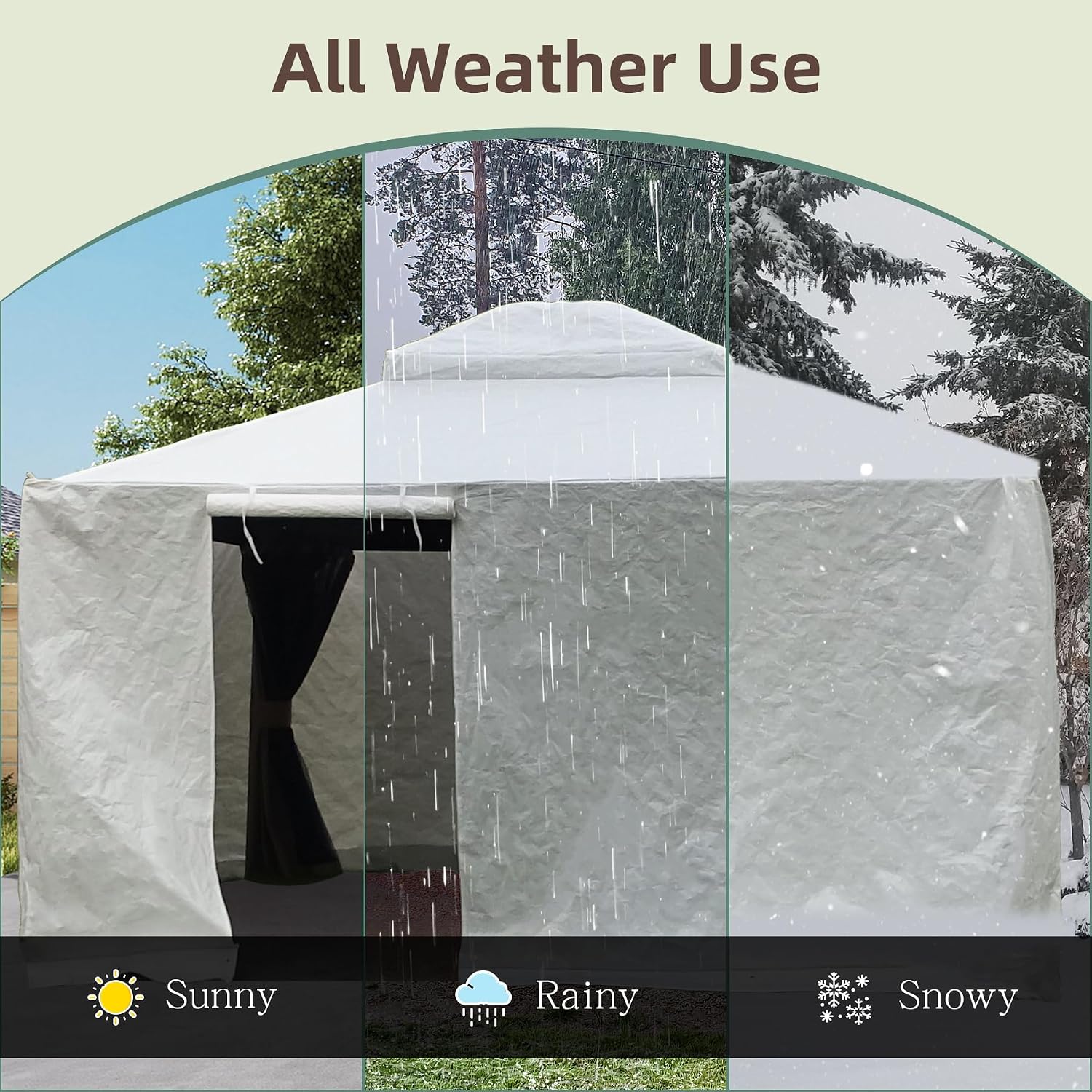 Domi 8' x 8' Winter Gazebo Cover for Hardtop Gazebos, Universal Gazebo Cover with Sidewalls and Mesh Windows, All Season Waterproof Enclosed Cover for Outdoor, White