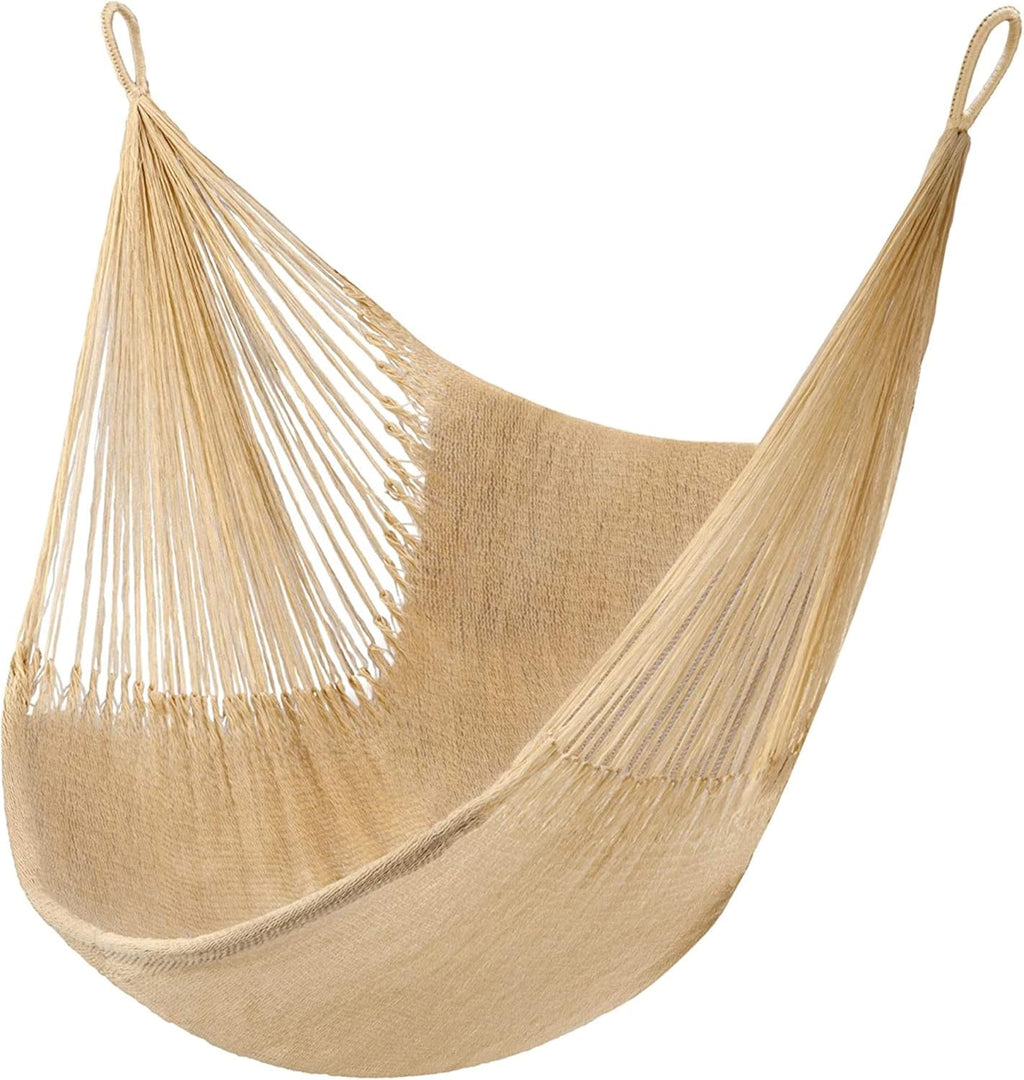 Handwoven Hanging Chair by Yellow Leaf Hammocks - Fits 1 Person, 330lb Max - Kick Back for Full-Body Recline - Weathersafe, Ultra Soft, Hang Anywhere - Color: Natural Khaki