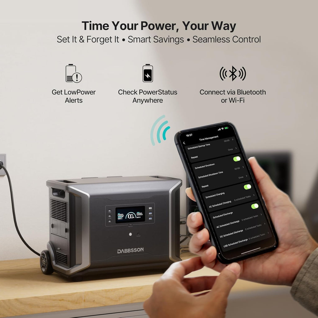 Dabbsson 3430Wh Portable Power Station, DBS3500 Solar Generator for Home Use, Power Outage, Outdoors, Camping, RVs, 3600W Pure Sine Wave, Fast Charging EV Semi-Solid State LiFePO4 (LFP) Battery