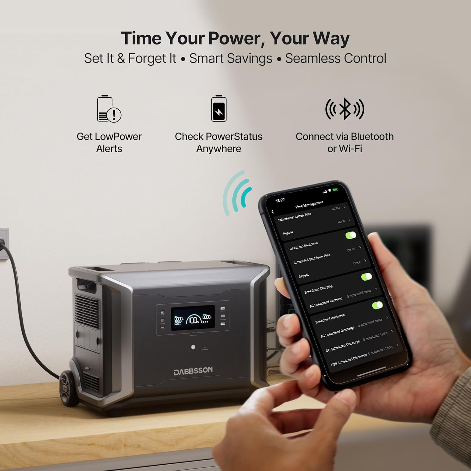Dabbsson 3430Wh Portable Power Station, DBS3500 Solar Generator for Home Use, Power Outage, Outdoors, Camping, RVs, 3600W Pure Sine Wave, Fast Charging EV Semi-Solid State LiFePO4 (LFP) Battery