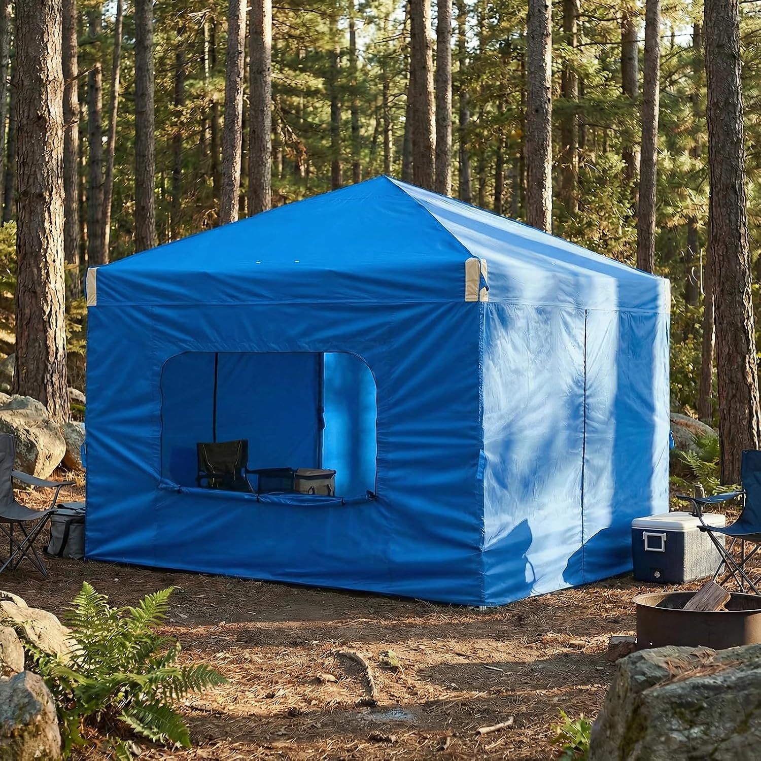 Aoodor 12x12 FT Pop-Up Canopy Tent with Roller Bag and Curtain - Portable Instant Shade, Sturdy Iron Frame, Water-Resistant 210D Oxford Fabric, UV Protection, Ideal for Camping and Outdoor Events
