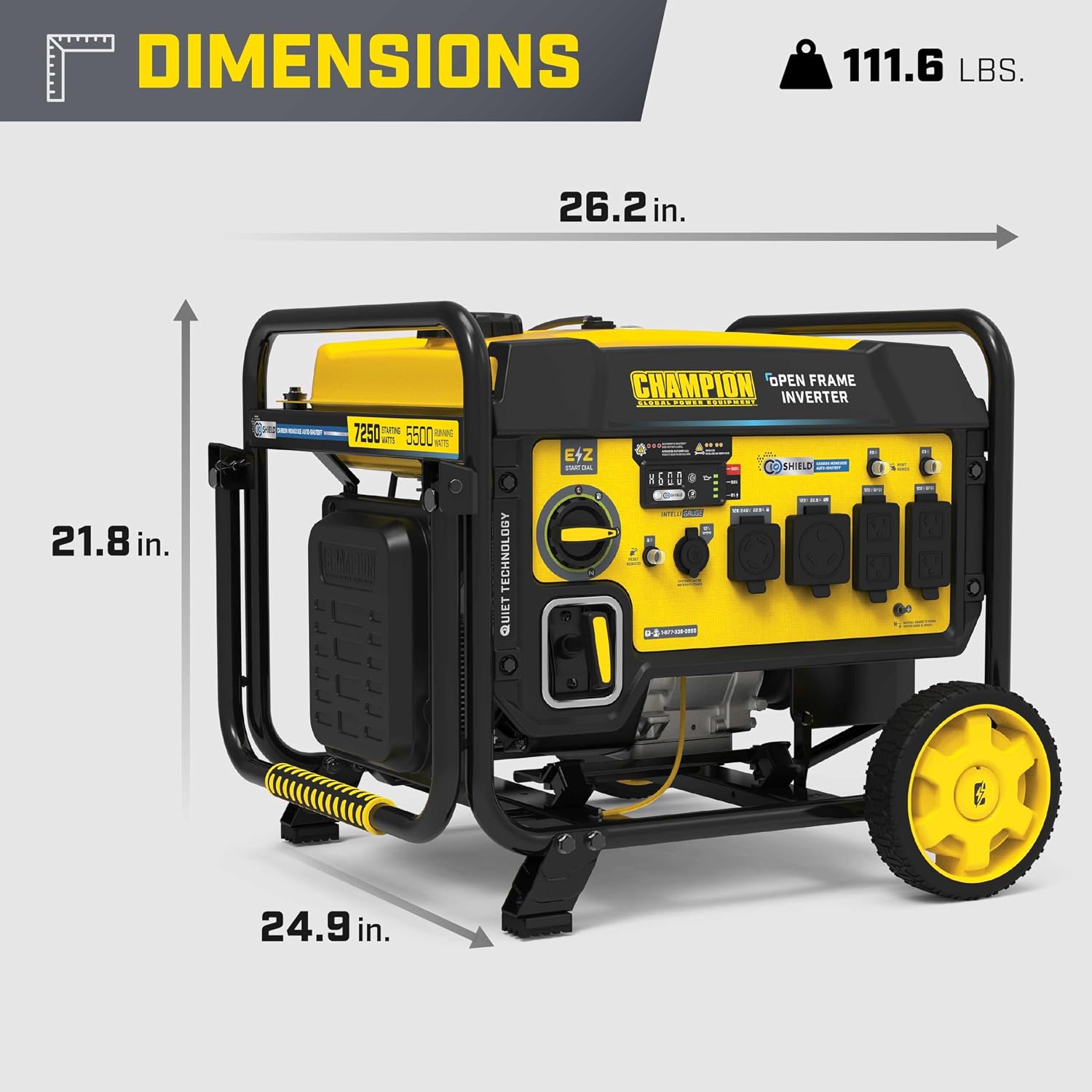 Champion Power Equipment 7250-Watt RV Ready Portable Open Frame Inverter Generator with Quiet Technology and CO Shield