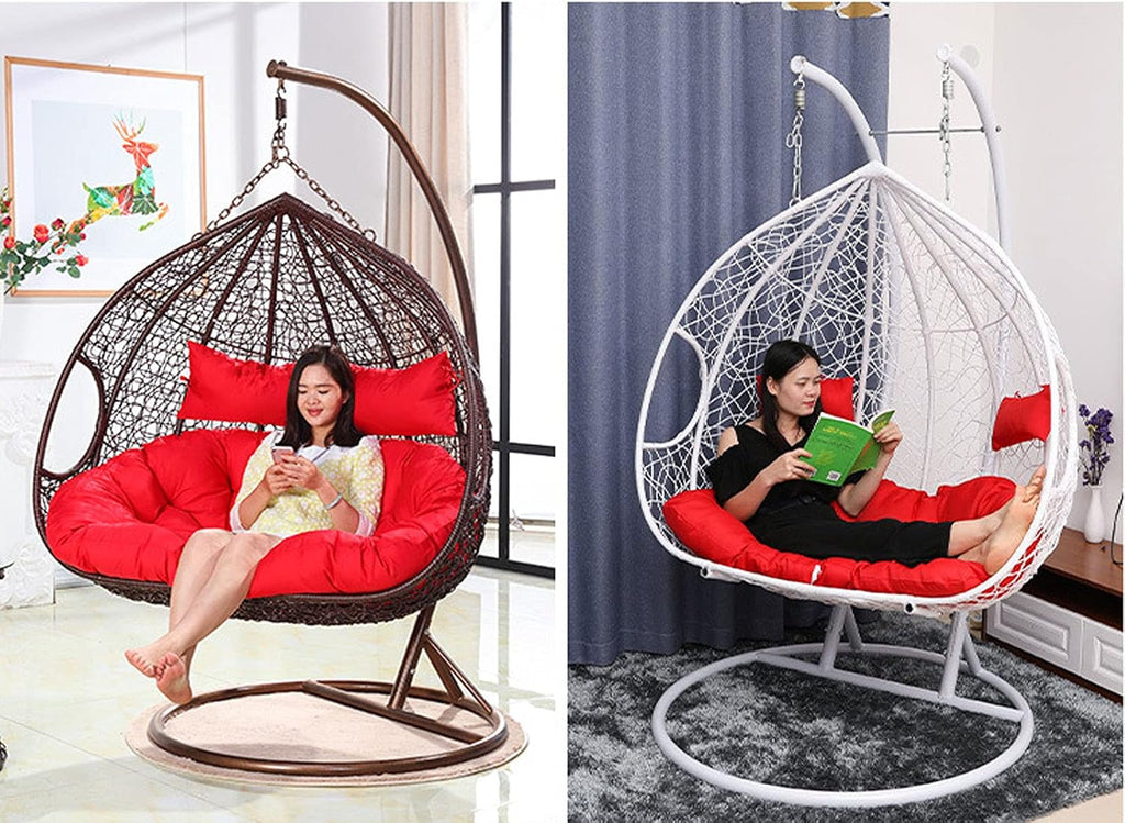 Double Swing Chair Cushion,Hammock Chair Cushions,Without Stand Thickening 2 Persons Seater Hanging Egg Swing Seat Cushion Washable for Garden-Brown 140x110cm(55x43inch)