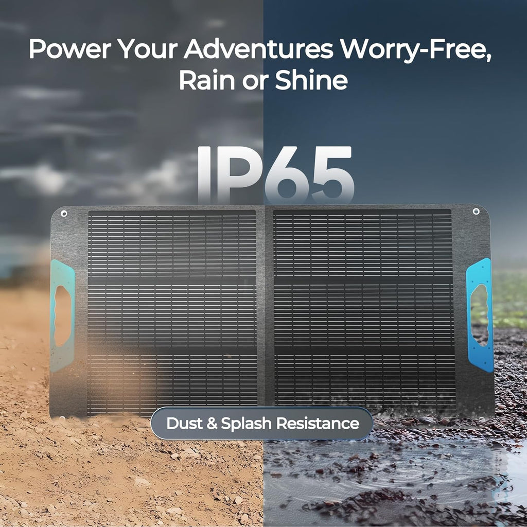 RENOGY REGO 100W Portable Solar Panel, Renogy Solar Panels IP65 Waterproof, 100 Watt Foldable Solar Panel for Camping, Hiking, Fishing, Outdoor, RV, Van, Boat, Off Grid Applications