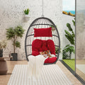 Egg Swing Chair with UV Resistant & Strong Frame, Wicker Rattan Egg Chair with Stand, 360 lbs Capacity Hanging Chairs for Indoor & Outdoor Use, Patio Balcony Garden Bedroom, Red