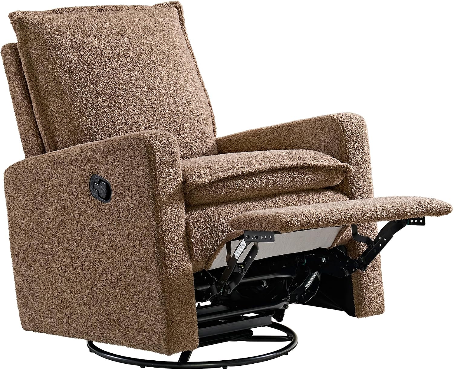 Oxford Baby Uptown Upholstered Glider Recliner Rocking Chair 360° Swivel for Nursery and Living Room - Teddy Brown