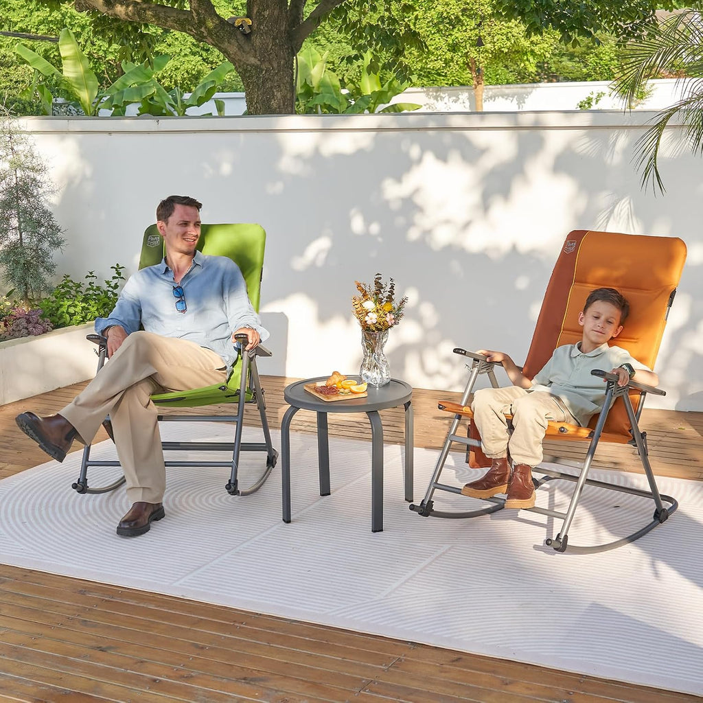 Timber Ridge Oversized Folding Rocking Camping Chair, Padded Outdoor Rocker with High Back, Portable Outdoor Chair for Patio, Garden, Lawn, Supports up to 400 lbs, Orange