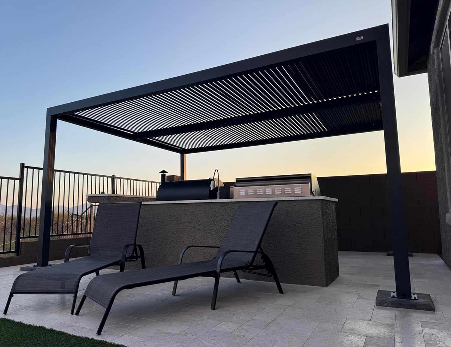 PURPLE LEAF Louvered Pergola 94AS 12' x 14' Outdoor Aluminum Pergola with Adjustable Roof for Deck Backyard Garden Grey Hardtop Gazebo