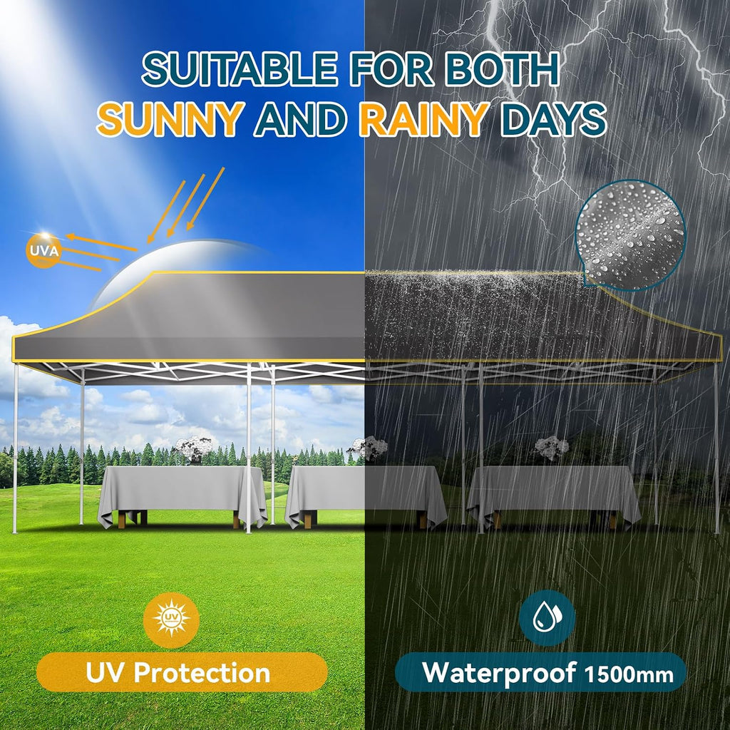 Hoteel 10x30 Pop Up Canopy Heavy Duty Without Sidewall, Waterproof Outdoor Event Tents, Easy Set-up Instant Tent with Hand Bag, Rope & Nail, Hexagonal Leg (1-Year Warranty,Upgrade)