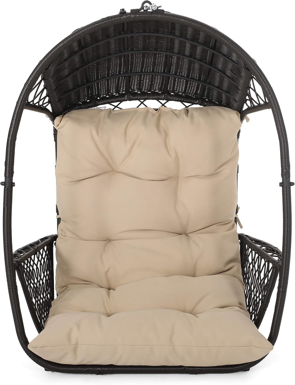 Christopher Knight Home Becky Wicker Hanging Chair with Cushion (Stand Not Included), Brown, Tan