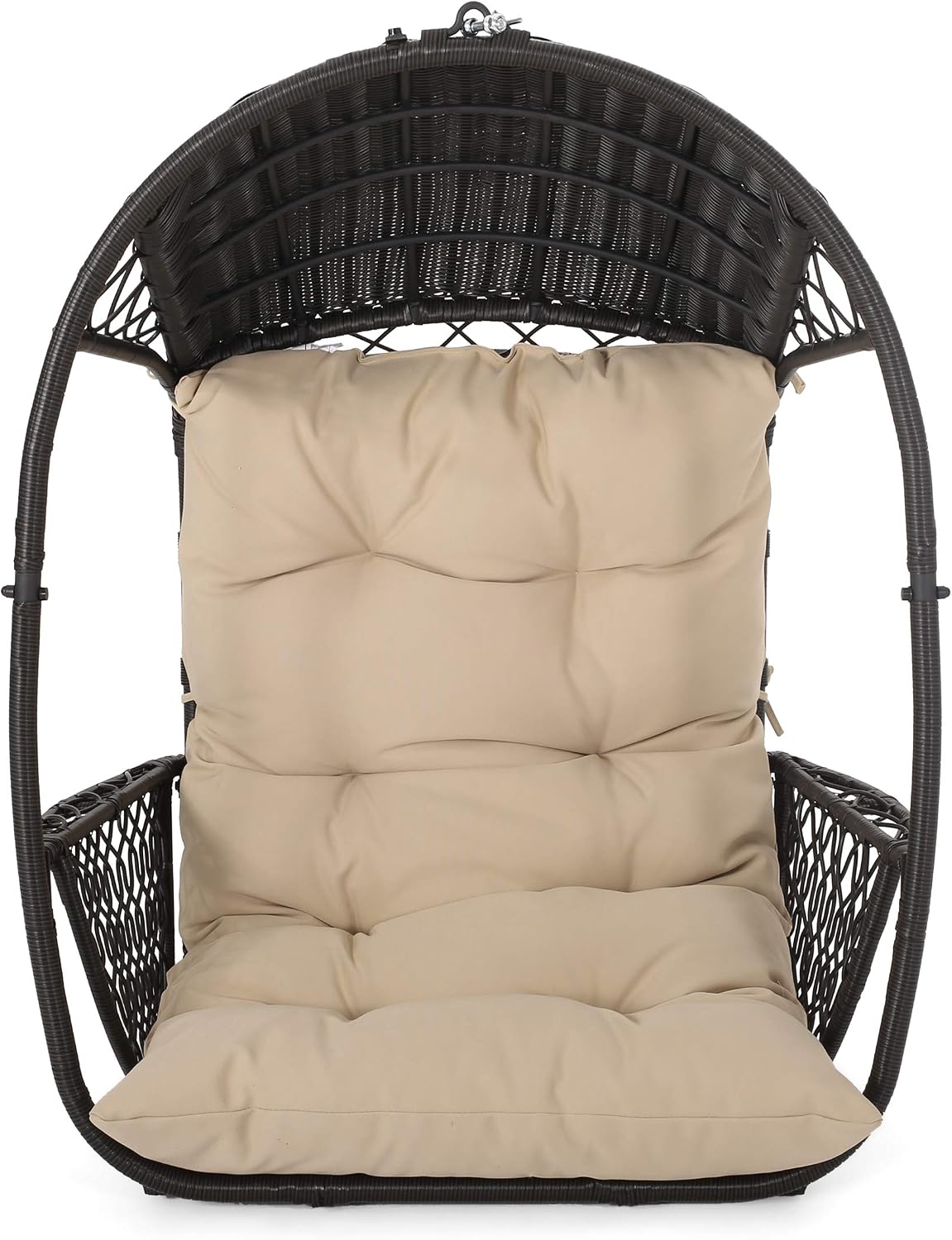 Christopher Knight Home Sidney Outdoor/Indoor Wicker Hanging Chair with 8 Foot Chain (NO Stand), Brown and Tan