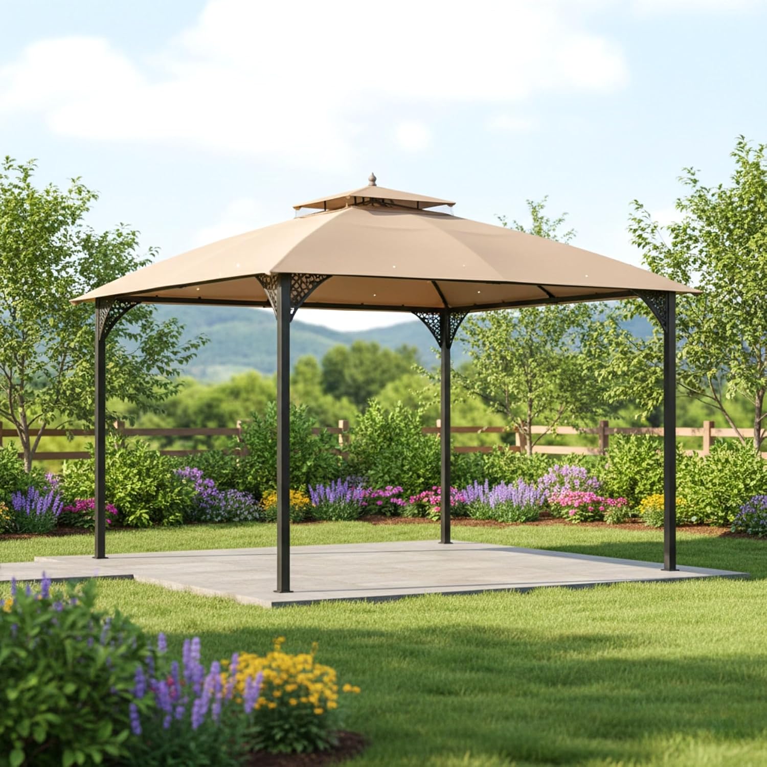 Garden Winds Reinforced Replacement Canopy Top Cover Compatible with The 24027, OP70382, SCBW0471851BA-1 Cypress and Costway 10' x 12' Gazebo - Classic Sand, Riplock 350