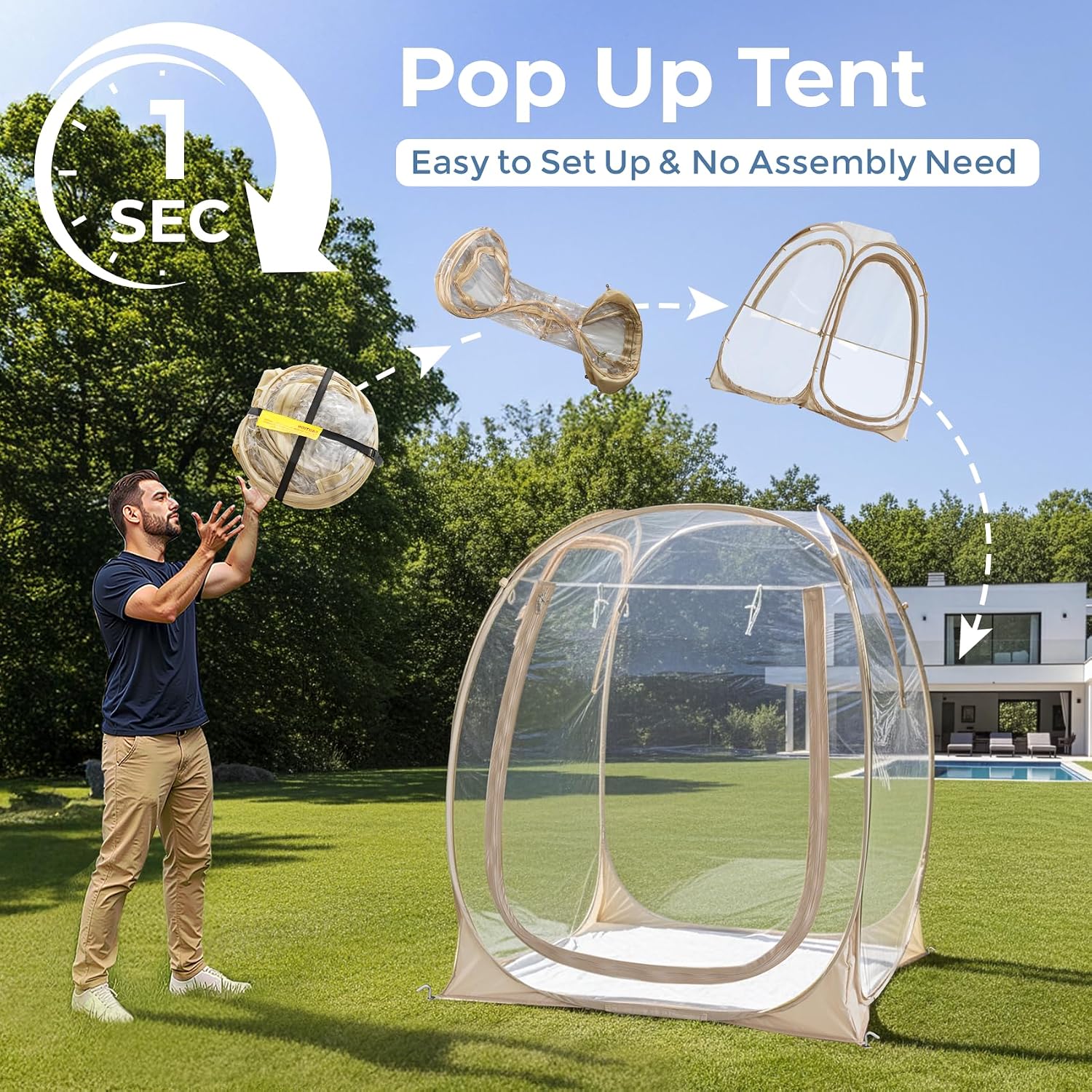 Alvantor® Pop Up Bubble Tent®,Large Oversize Igloo Screen House,1 Person Cold Protection Outdoor Igloo, Winter Tent 4'x4'x5'