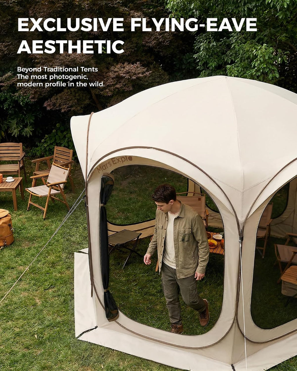 10X10FT Pop-Up Screen House Tent, Portable Instant Screen Room Canopy with Mesh Doors and Carry Bag for Patio Backyard Deck Camping Outdoor, Pop up Gazebo, Popup Canopy Tent, Beige