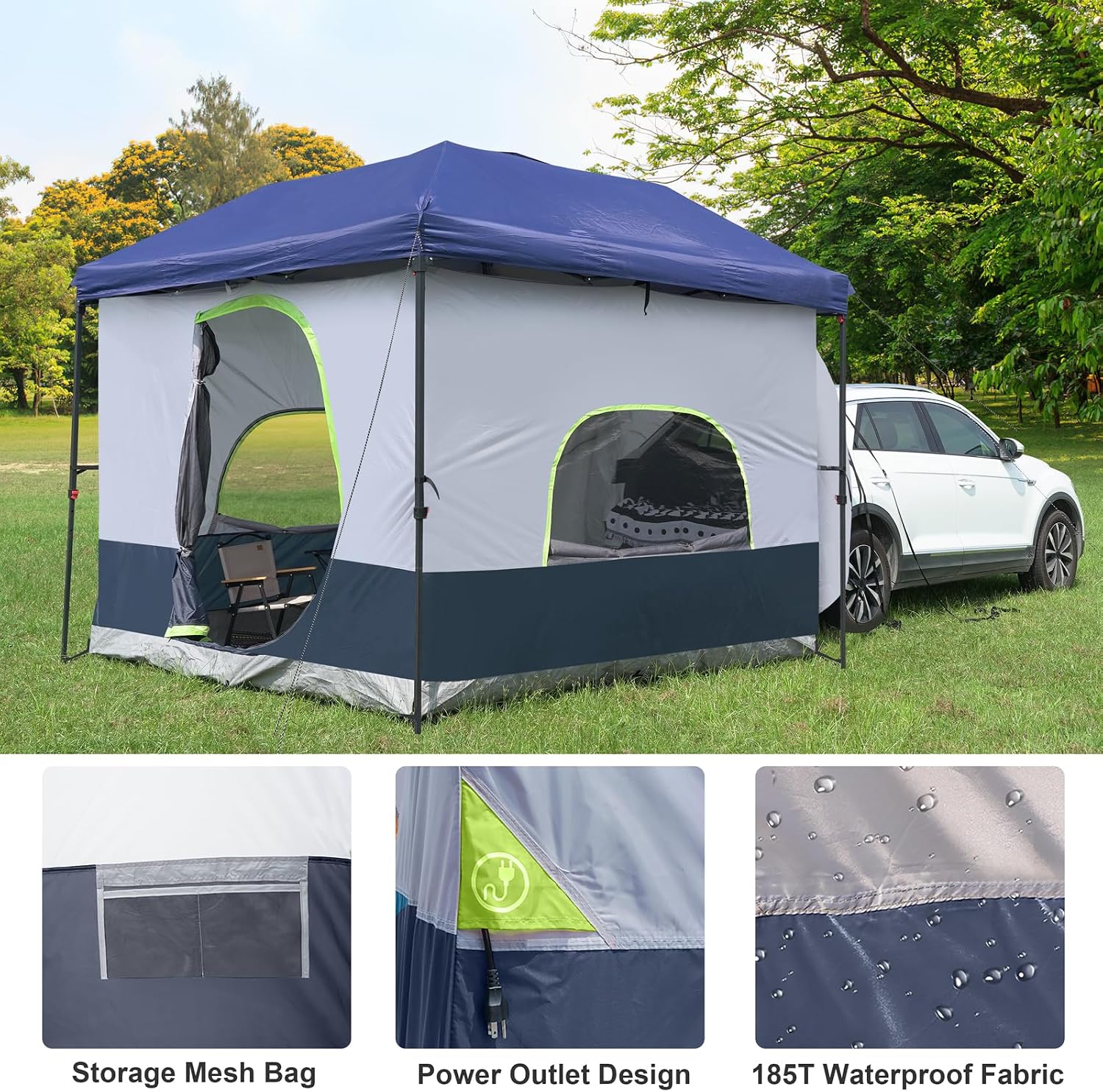 UNP Camping Canopy - Inner Tent - Side Tents - SUV Camping Cube for 10' x 10' Pop Up Canopies (Canopy Pole/Shelter NOT Included) (Dark Blue-SUV Cube Tent)