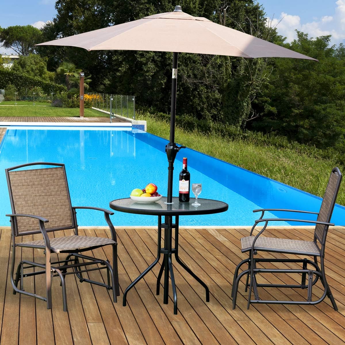 Giantex Outdoor Glider Chair W/Sturdy Metal Frame & Breathable Mesh Fabric, Porch Lounge Swing Rocking Chairs Set of 2 for Lawn, Garden, Porch, Backyard, Poolside, Patio Gliders for Outside