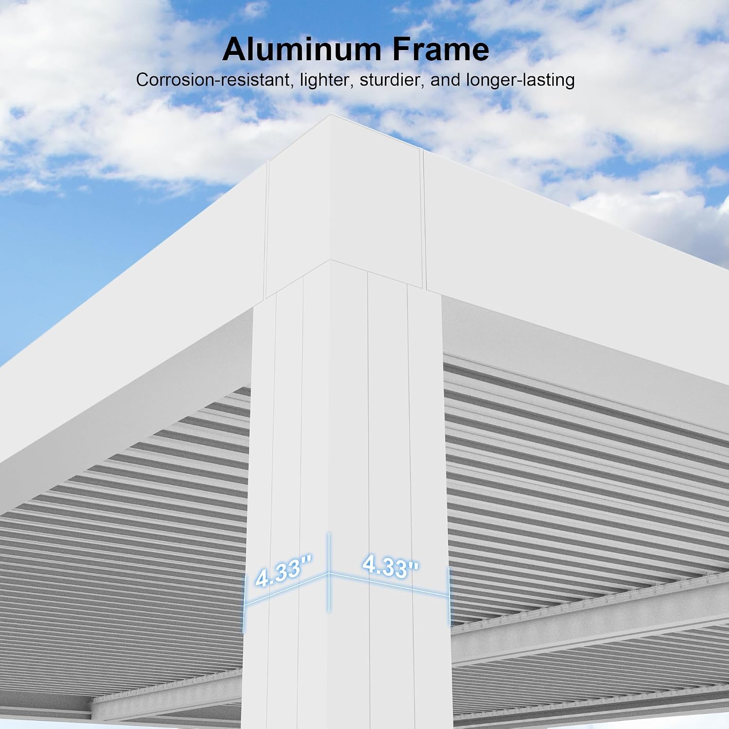 PURPLE LEAF Louvered Pergola 10' x 14' Outdoor White Aluminum Pergola with Fixed Shutter Wall Adjustable Roof Gazebo for Patio Backyard, 1 Short Side