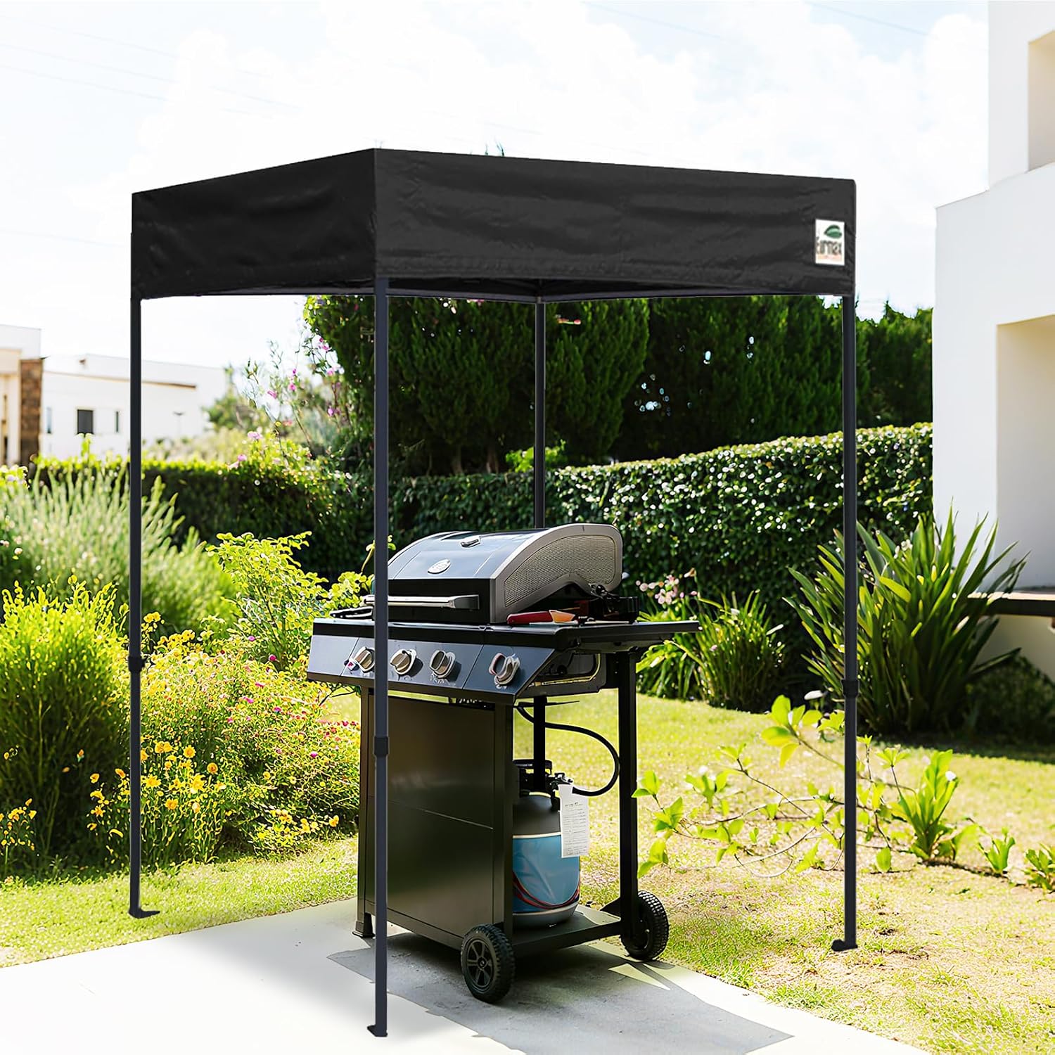 Eurmax USA 5x5 Pop Up Canopy Tent,Commercial Tent with Patented No-Tip Rolling Bag,4 Zippered Removable Walls,UV & Water Resistant Top,Heavy Duty Outdoor Gazebo,Instant Shelter(Black with Window)