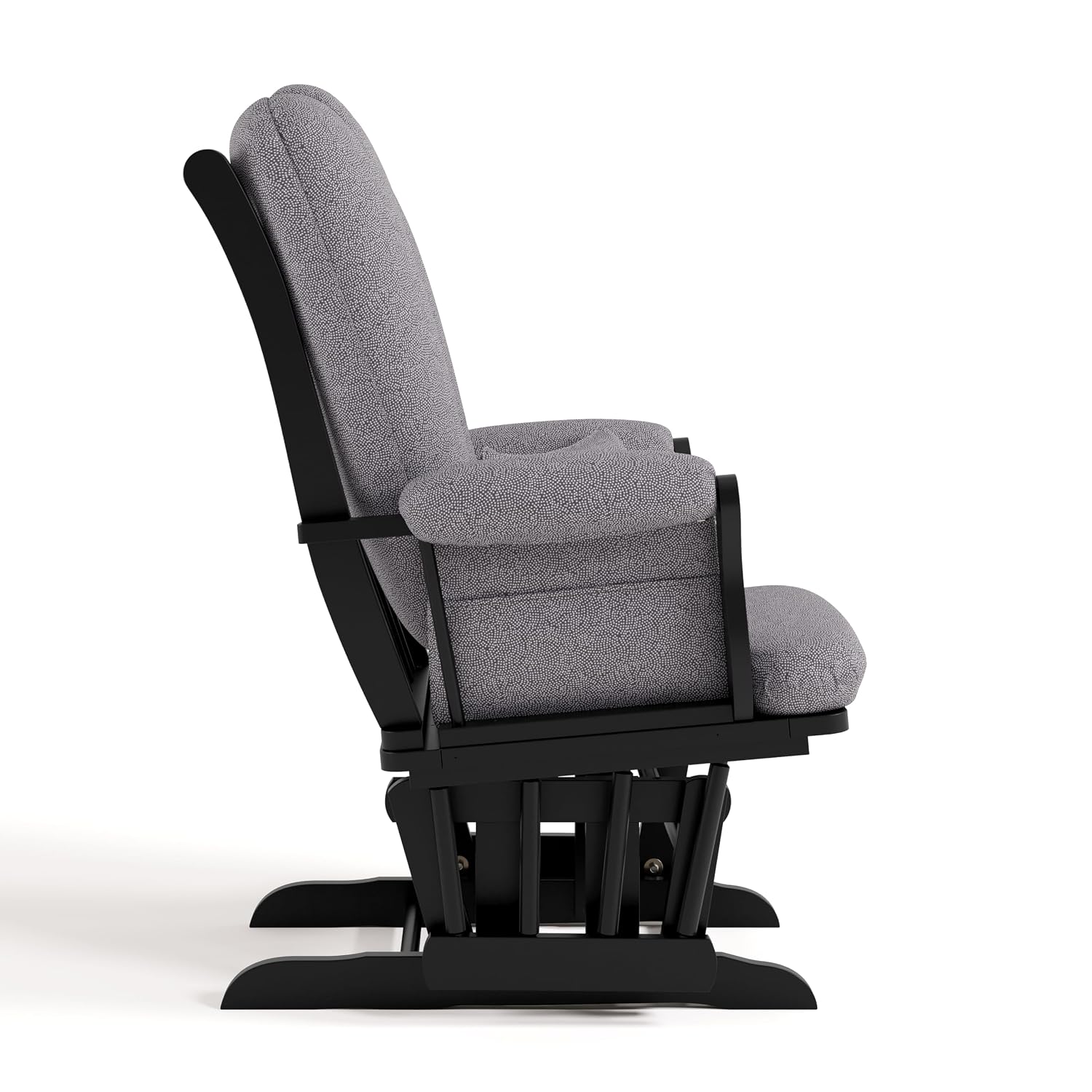 Storkcraft Tuscany Custom Glider and Ottoman with Free Lumbar Pillow (Black/Slate Gray Swirl) - Cleanable Upholstered Comfort Rocking Nursery Chair with Ottoman